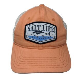 Salt Life Boy's Snapback Mesh Back Hat Peach White Embroidered Logo